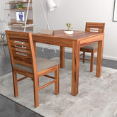 ONIJA  Solid Sheesham Wood 2 Seater Dining Table Set with Cushioned Chairs for Dining Room | Living Room | Home & Office | Hotels Restaurant & Cafe (2 Seater, Walnut Finish) - HONEY FINISH